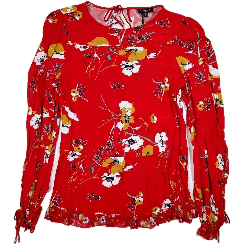 Massimo Dutti Women's Blouse Floral Red New Size 4